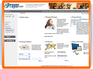 A mock up of the Prayer Hub website